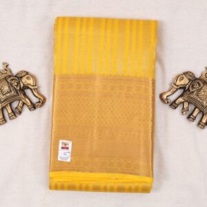 TPSM25006 - Yellow blue Kanjivaram silk saree zari border
