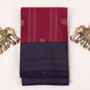 TSSI25010 - Maroon soft silk saree with navy blue zari pallu