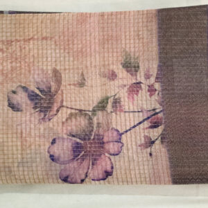 TST25047 - Elegant pastel floral saree fabric with soft grid texture and shimmering zari border