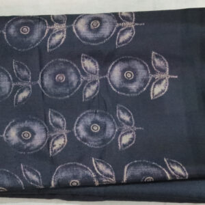 TBS25052 - Elephant grey with Floral Print Fabric semi-Tussar