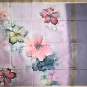 TST25055 - Elegant Pastel Grey Semi Tussar Saree with floral print