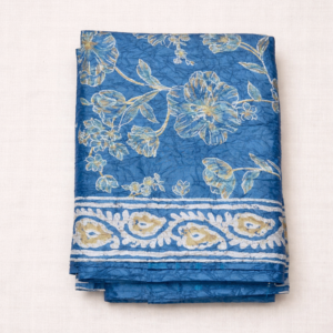 TFS25057 - Crushed, Blue floral fancy saree